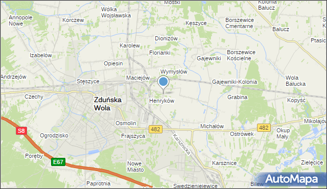 mapa Biały Ług, Biały Ług gmina Zduńska Wola na mapie Targeo